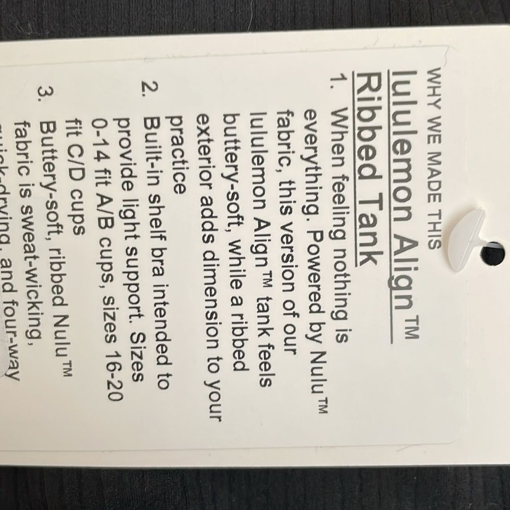 LULULEMON Align Ribbed Tank BLACK SIZE 10 BRAND new NWT GORGEOUS BRAND NEW - Picture 4 of 5